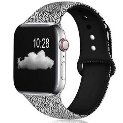 KOLEK Floral Bands Compatible with Apple Watch 42mm 44mm, Silicone Fadeless Pattern Printed Replacement Bands for iWatch Series 4 3 2 1, Cloud, M, L