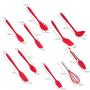 Silicone Kitchenware Set 10 Piece Set Silicone Scraper Brush Food Clip Cooking Shovel Spoon Kitchen utensils Spoon (Color : Red)