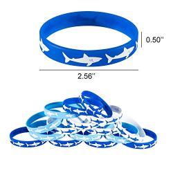 30 Pieces Shark Party Favors Rubber Wristbands Bracelet Shark Birthday Party Supplies Wristbands Bracelet 3 colors