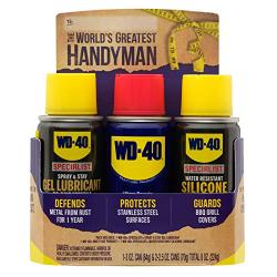 WD-40 Handyman Trio [Travel-Size] ? (3) Pack Mini-Can Lubricant Kit with Original Multi-Use,Spray and Stay Gel Lubricant, Water Resistant Silicone