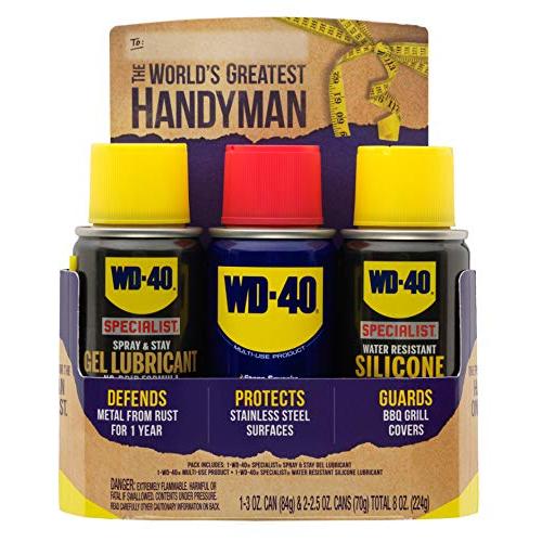 WD-40 Handyman Trio [Travel-Size] ? (3) Pack Mini-Can Lubricant Kit with Original Multi-Use,Spray and Stay Gel Lubricant, Water Resistant Silicone