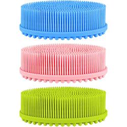 3 Pieces Exfoliating Silicone Body Scrubber Body Silicone Scrubber Brush Silicone Body Wash Scrubber for Skin Exfoliation, 3 Colors