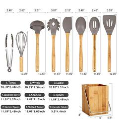 SHUHAO Silicone Cookware Set, 8 Non-Stick Heat-Resistant Silicone Kitchenware, Wooden Handles, Best Kitchen Tool Gadgets, Suitable for Cooking