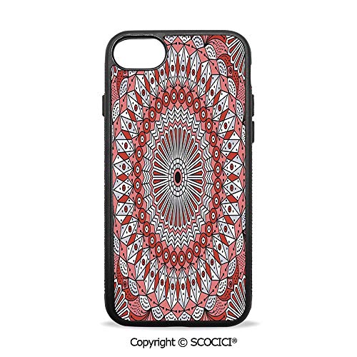 SCOCICI Non-Slip Drop Protection Smart Cell Phone Case Colorful Ethnic Patterned Arabesque Ornament Ceiling Medieval Openwork Eastern Compatible with iPhone 7