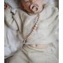 Mushie x The Dearest Grey Baby Pacifier Clip Holder | Handmade in The USA | Grace (Burnt Orange/Pale Taupe/Desert Sand/Wood)