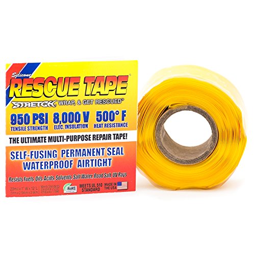 Rescue Tape | Self-Fusing Silicone Tape | Emergency Pipe & Plumbing Repair | DIY Repairs | Seal Radiator Hose Leaks | Wrap Electrical Wires | Used by US Military | 1” X 12’ | Silicone Rubber | Yellow