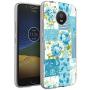 Moto G5 Case, Soft TPU Slim-Fit Flexible Ultra-Thin Clear Case, Full-Body Rugged Bumper Print Blue Flower Case for Moto G5, Transparent