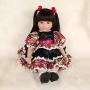 Realistic Reborn Baby Doll Silicone Vinyl Toddler Girl Back Long Hair Red and Black Princess Dress 24 Inches