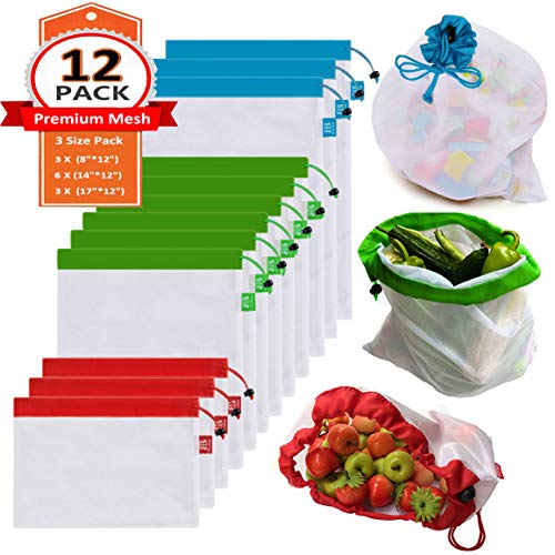 BB Brotrade MPB12 Reusable Mesh Produce Bags Premium (Set of 12 PCS)