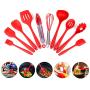 AMLINKER Silicone Heat Resistant Kitchen Cooking Utensil 10 Piece Cooking Set Non-Stick Kitchen Tools (Red)