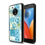 Moto E4 Case, Blue Flower Shock-Absorption TPU Rubber Bumper Moto E4 Case, Ultra Thin Slim Protective Cover for Moto E4-Black