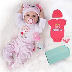 Yesteria Lifelike Reborn Baby Dolls Girl 2 Outfits 22 Inches Silicone Vinyl Newborn Light Pink and Dark Pink