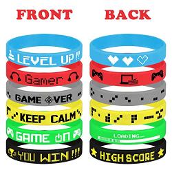 TUPARKA 18 Pcs Video Game Wristbands Rubber Bracelet Game Party Wristbands Supplies for Birthday Party Baby Shower Party Favors, 6 Styles