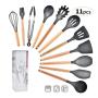 Kitchen Utensil Sets - 11 Pieces Cooking Utensils Set Silicone Spatula Set, Safe Food Grade Silicone with Premium Wood Handles, Non-Stick Heat Resistant Silicone Kitchenware
