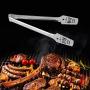 KEN Barbecue Tongs Stainless Steel 12inch Kitchen Tongs BBQ Tongs Utility Tong Cooking Clip Non-Stick mat New Silver
