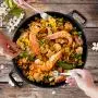 YICHA Kitchenware Restaurant Grade Non-stick Paella Pan 16-inch With Compound Bottom, Bonus 1x Silicon Brush, Black