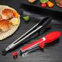 Jdeepued Silicone kitchenware 2-Piece Kitchen Tongs Heavy Duty Non-Stick Clamp Clip for Kitchen BBQ Cooking Grilling Buffet Salad Bread Black and Red Silicone Kitchen Utensils