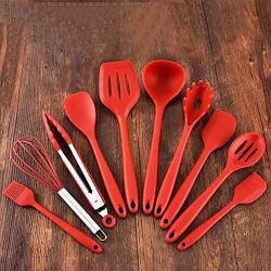 Kitchen Utensil Set - Silicone Kitchenware 10 Piece Set Spatula Spoon Nonstick Cookware Set - Best Kitchen Tools (BPA Free, Non Toxic)