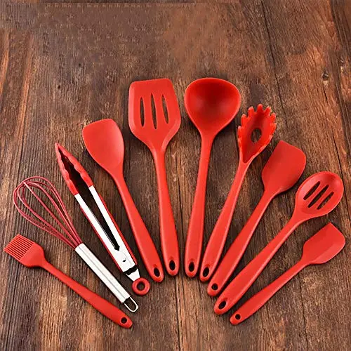 Kitchen Utensil Set - Silicone Kitchenware 10 Piece Set Spatula Spoon Nonstick Cookware Set - Best Kitchen Tools (BPA Free, Non Toxic)