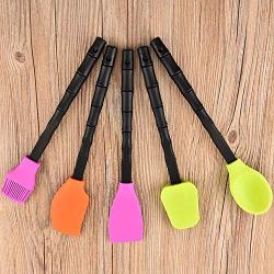 SKYyao Kitchen utensil set Imitation Bamboo Handle Silicone kitchenware 5 piece set silicone baking kit