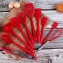 Kitchen Cooking Utensils Set,ATELL 10 Pcs Nonstick Silicone Heat Resistant Kitchenware Silicone Kitchen Spatula Set (Red)