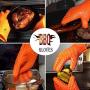 Silicone BBQ Gloves Waterproof Oven Mitts -Heat Resistant Grilling Accessories & Home Kitchen Tools for Cooking, Baking,Barbecue,Potholder (Orange)