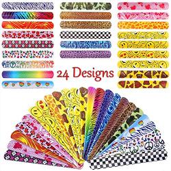 Toyssa 100 PCS Slap Bracelets Party Favors with Colorful Hearts Emoji Animal Print Design Retro Slap Bands for Kids Adults Birthday Classroom Gifts (100PCS)