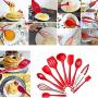 10 Pieces Non-Stick Kitchenware Silicone Heat Resistant Kitchen Cooking Utensils Baking Tool Cooking Tool Set (Red)