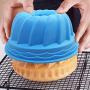 2 Pack Fluted Round Silicone Baking Molds, SENHAI Oven Roasting Non-Stick Bundt Cake Mousse Bread Pan - Red, Blue