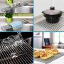 YANG WU Stainless Steel Roll-Up Dish Drying Rack, Multipurpose Dish Drainer, Non-Slip Silicone Coated Edges, Antirust Heat Resistant Resistant Corrosion, 14 X 14"