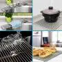 YANG WU Stainless Steel Roll-Up Dish Drying Rack, Multipurpose Dish Drainer, Non-Slip Silicone Coated Edges, Antirust Heat Resistant Resistant Corrosion, 14 X 14"