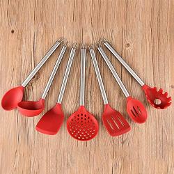 SKYyao Kitchen utensil set Non-stick pot silicone kitchenware seven piece set stainless steel handle nylon scoop kitchen tool nylon + stainless steel