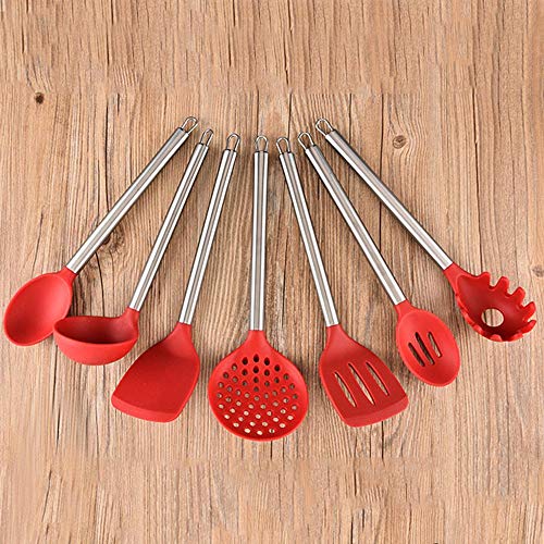 SKYyao Kitchen utensil set Non-stick pot silicone kitchenware seven piece set stainless steel handle nylon scoop kitchen tool nylon + stainless steel
