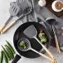 JunbosiKitchenware Kitchenware Set Food Grade Silicone Solid Wood Handle Kitchenware 6 Piece Set Non-Stick Cooking Spoon Shovel Set