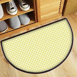 YOLIYANA Kitchen Decor Utility Semicircle Rug,Vintage Style Checkered Pattern Picnic Design Kitchenware Xmas Cafe Cloth Image Art for Kitchen