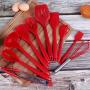 YWT 10 Piece Non-Stick Pan Environmentally Friendly Silicone Kitchen Utensils- Silicone Kitchenware Set Cooking Shovel Spoon Tool-Red-Suitable for Cooking and Baking