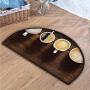 YOLIYANA Modern Semicircle Rug,Coffee Beverage Mug Cup Utensils Image Rustic Design Home Cafe Interior Kitchenware Art for Bed Room