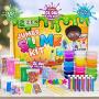 DIY Slime Kit for Girls Boys - Ultimate Glow in the Dark Glitter Halloween Slime Making Kit - Slime Kits Supplies include Big Foam Beads Balls, 18 Mystery Box Containers filled w Crystal Powder Slime