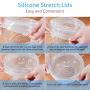 Silicone Stretch Lids, 12 Pack Reusable Airtight Food Storage Covers, Keeping Food Fresh, Durable and Stretchable to Fit Various Sizes and Shapes of Containers.Microwave and Dishwasher Safe 6 Sizes