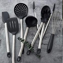 Kitchen Utensils,silicone Spatula Set Stainless Steel Kitchen Utensils Silicone Kitchenware Shovel Scoop Kit-eight Piece Set 35.5cm(13.9inch)