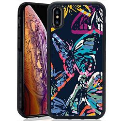 iPhone Xs Max Case,Flexible Soft TPU Cover Shell,Slim Silicone Black Rubber Non-Slip Durable Design Protective Phone Case for iPhone Xs Max -Butterfly