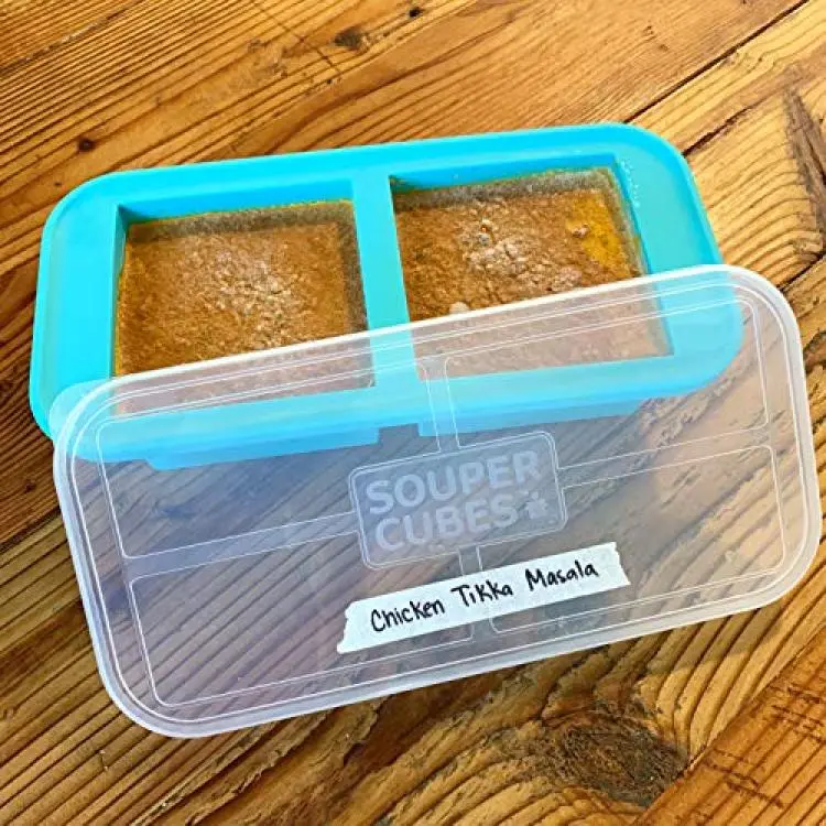 Souper Cubes 2-Cup Silicone Freezer Tray - Freeze Soup, Stew, Sauce, or  Meals in Perfect 2 cup Portions, Aqua, Pack of 2 with lids, oven safe