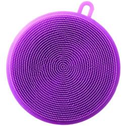 Cleaning Pads Silicone Cleaning Brush Dishwashing Sponge Multi-functional Fruit Vegetable Cutlery Kitchenware Brushes Kitchen Tools Scouring Sponge (Color : Purple)