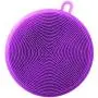 Cleaning Pads Silicone Cleaning Brush Dishwashing Sponge Multi-functional Fruit Vegetable Cutlery Kitchenware Brushes Kitchen Tools Scouring Sponge (Color : Purple)