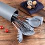 Jdeepued Silicone kitchenware 6-Piece Silicone Kitchen Utensils Cooking Utensils Set for Nonstick Cookware Includes Slotted Turner Whisk Silicone Kitchen Utensils (Color : Gray, Size : 6 Piece Set)