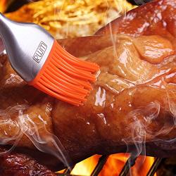 RWM Basting Brush - Grilling BBQ Baking, Pastry, and Oil Stainless Steel Brush with Back up Silicone Brush Heads(Orange) for Kitchen Cooking & Marinating, Dishwasher Safe