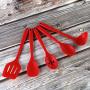 Silicone Kitchenware Set 5PCS Red Silicone Kitchen Tool Soup Spoon Spatula Key Spoon Ladle Salad More
