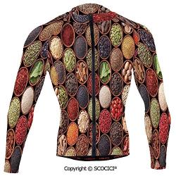 SCOCICI Cycling Jersey Long Sleeves Men,Fresh Organic Herbs and Spices Image Kitchenware