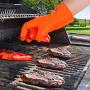 Heat Resistant Oven Gloves With Total Fingers - BBQ Grilling Mitt With Non-Slip Grip Design - One Size Fits All - Made From Food Grade Silicone - Insulated And Waterproof - Hand And Wrist Protection