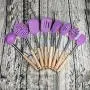Silicone Cooking Kitchen Utensil Set 8 Pieces, Wooden Handle Silicone Kitchenware Multi-Function Cooking Kitchen Gadget For Non-Stick Cookware, purple